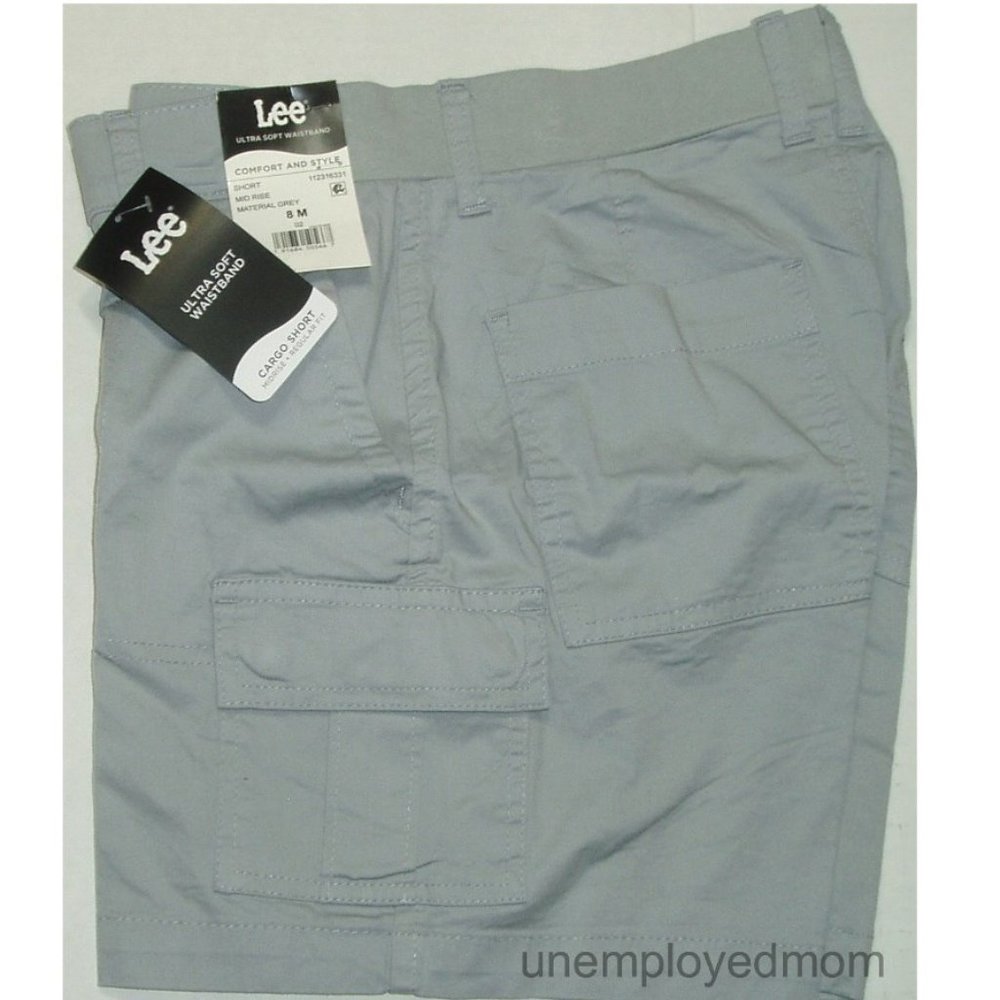 Women's Lee Cargo Short Pants Mid Rise Pockets Ultra Soft Waistband